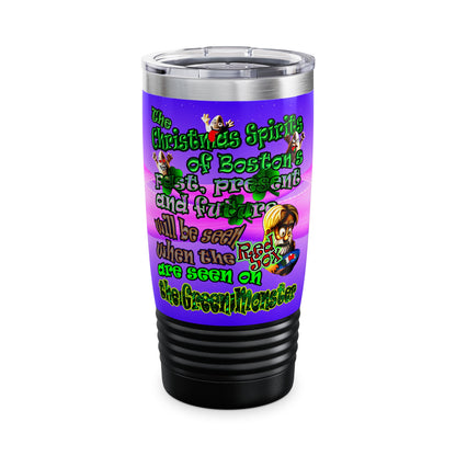 christmas spirits of boston - Ringneck Tumbler, 20oz (purple-pink wave)