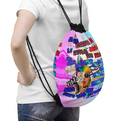 drop the beat - Drawstring Bag (light blue-pink wave)
