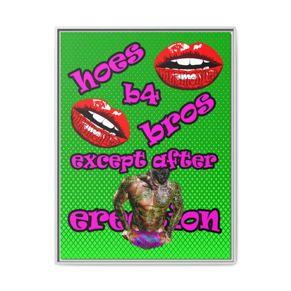 hoes b4 bros - framed canvas art (logo green)