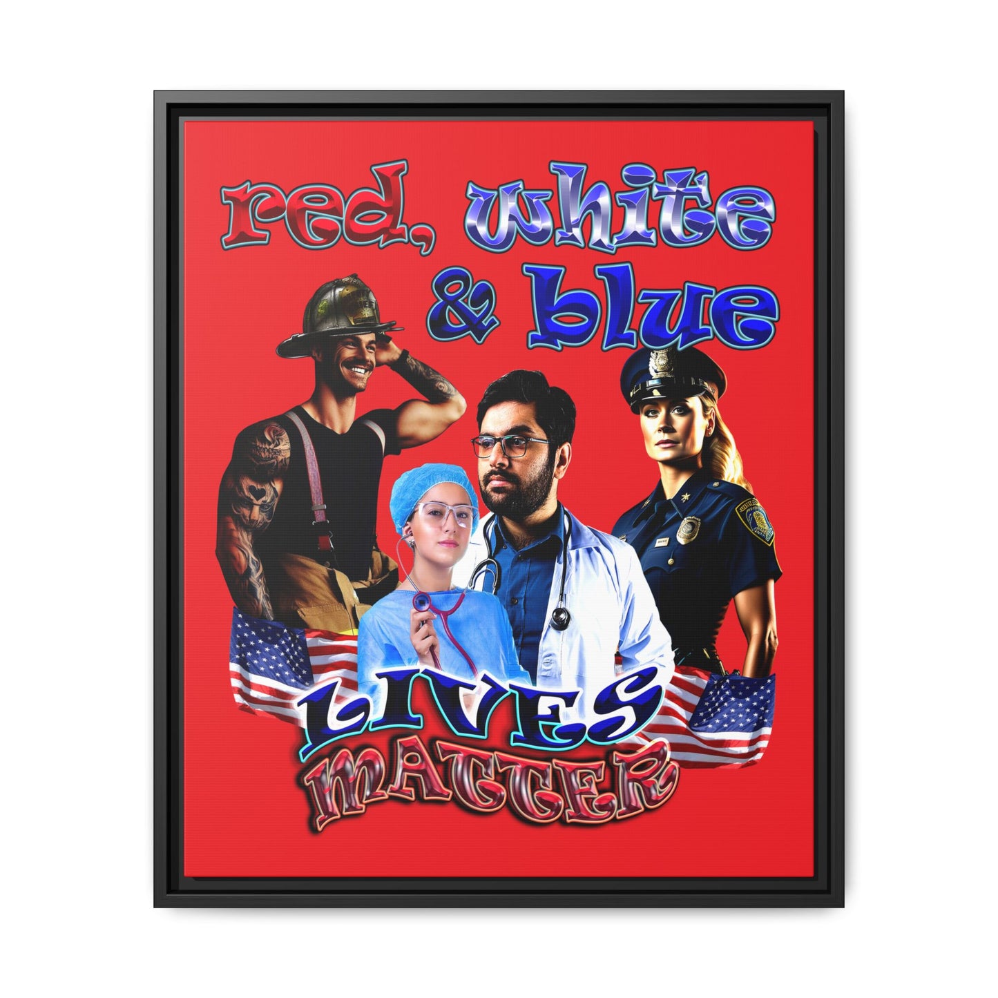 rw&b lives matter - framed canvas art (red)