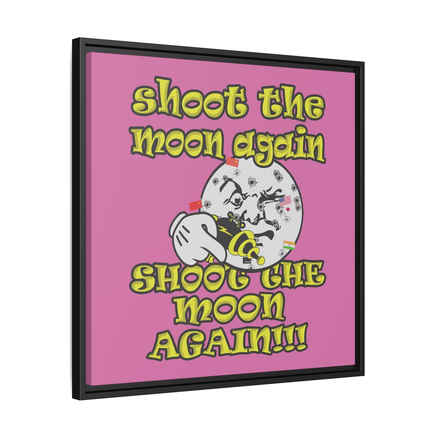shoot the moon again - framed canvas art (light pink)