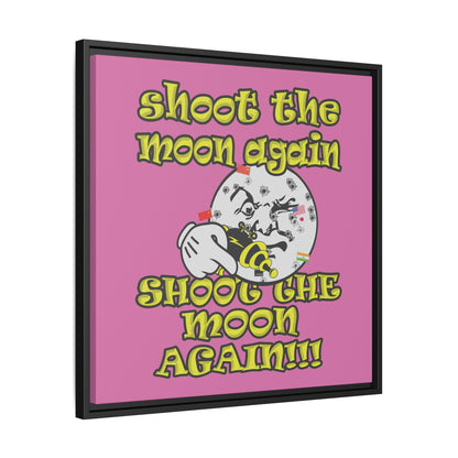 shoot the moon again - framed canvas art (light pink)