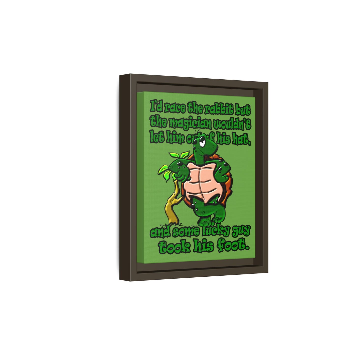 turtle race - framed canvas art (green)