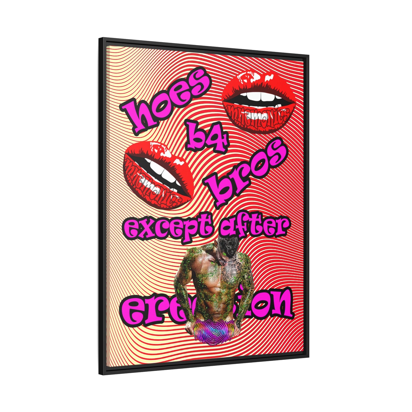 hoes b4 bros - framed canvas art (yellow-orange wave)