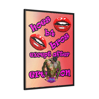 hoes b4 bros - framed canvas art (yellow-orange wave)
