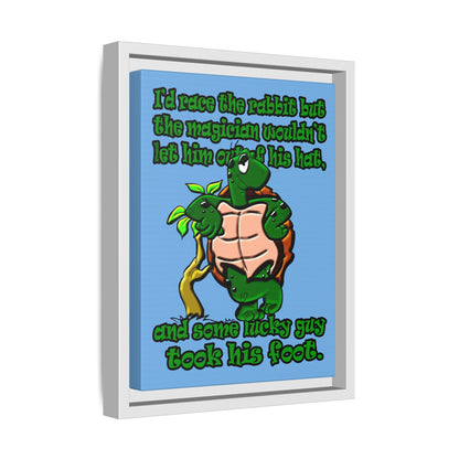 turtle race - framed canvas art (light blue)