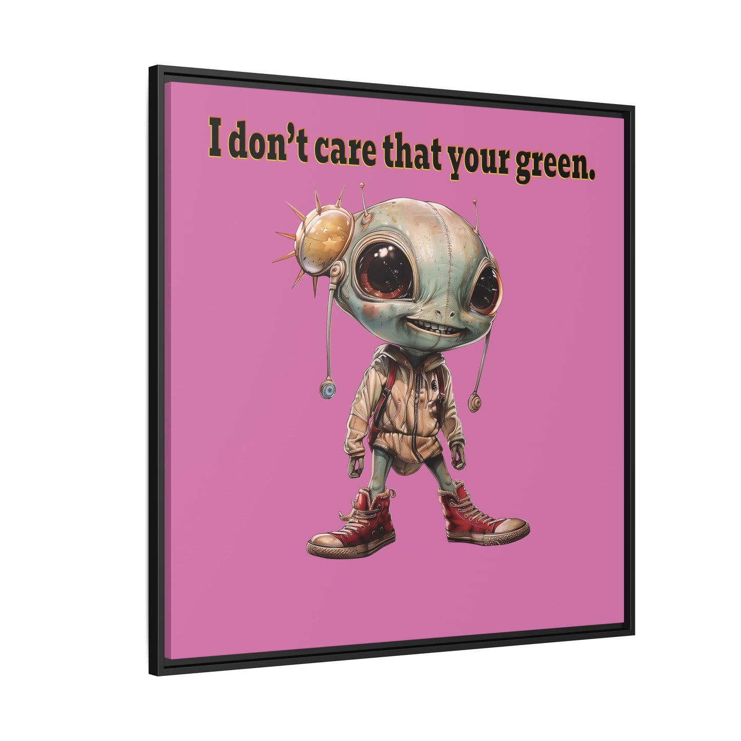 I don't care that your green - framed canvas art (light pink)