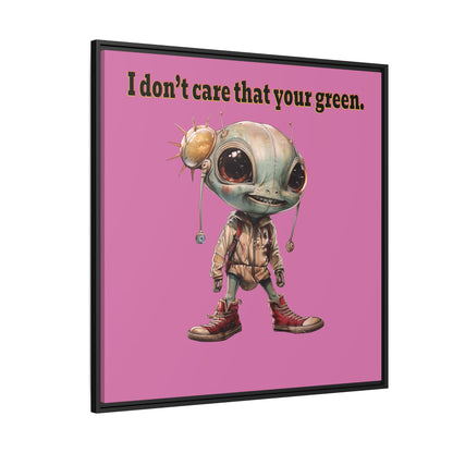I don't care that your green - framed canvas art (light pink)