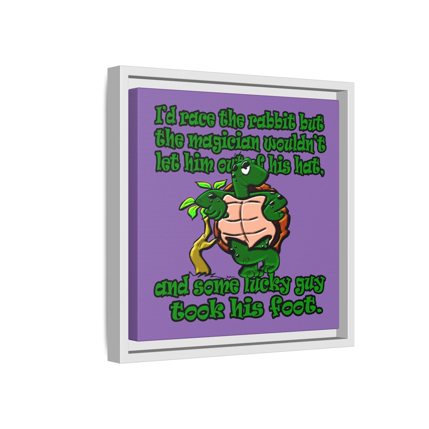 turtle race - framed canvas art (light purple)