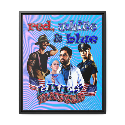 rw&b lives matter - framed canvas art (light blue-purple wave)