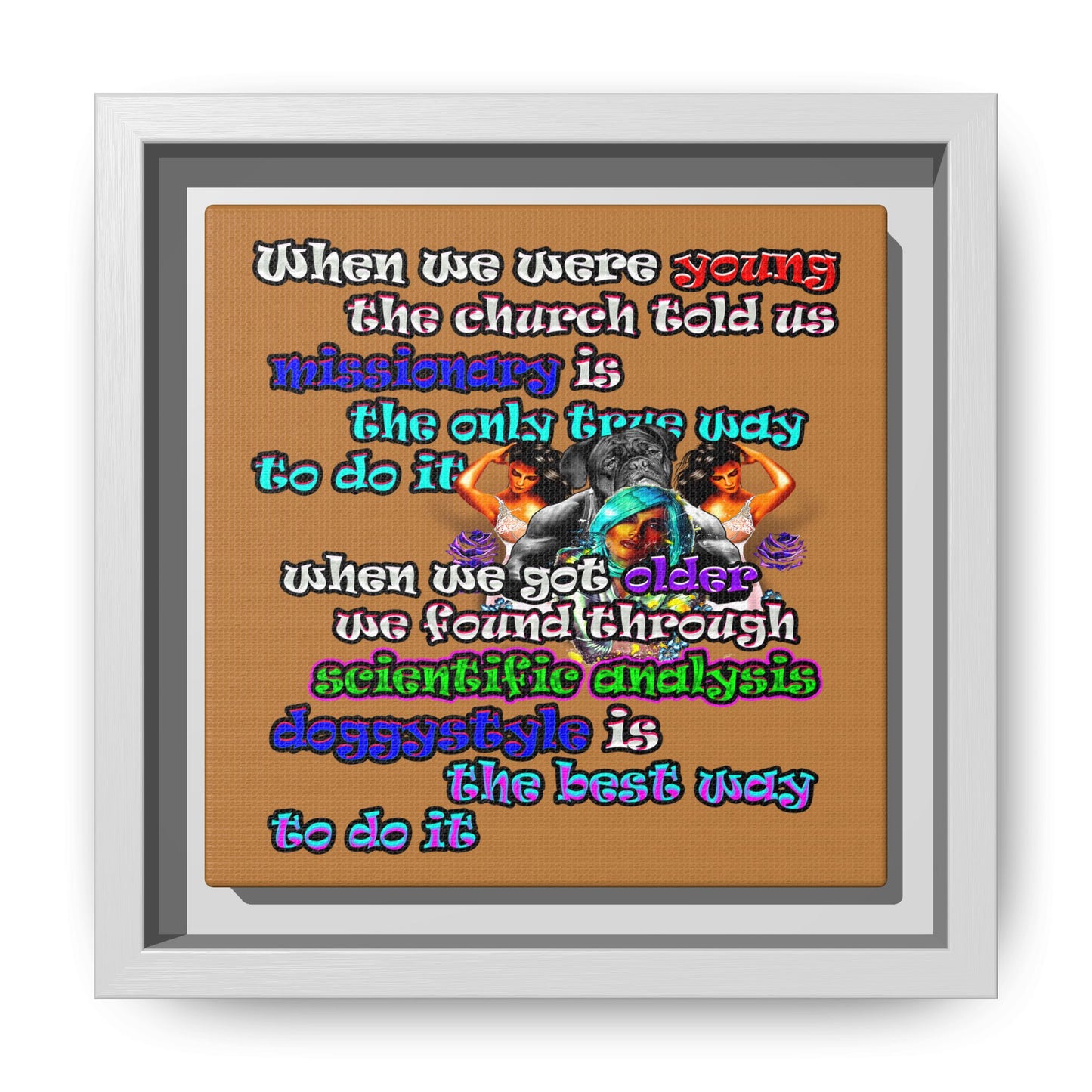 doggystyle - framed canvas art (light brown)