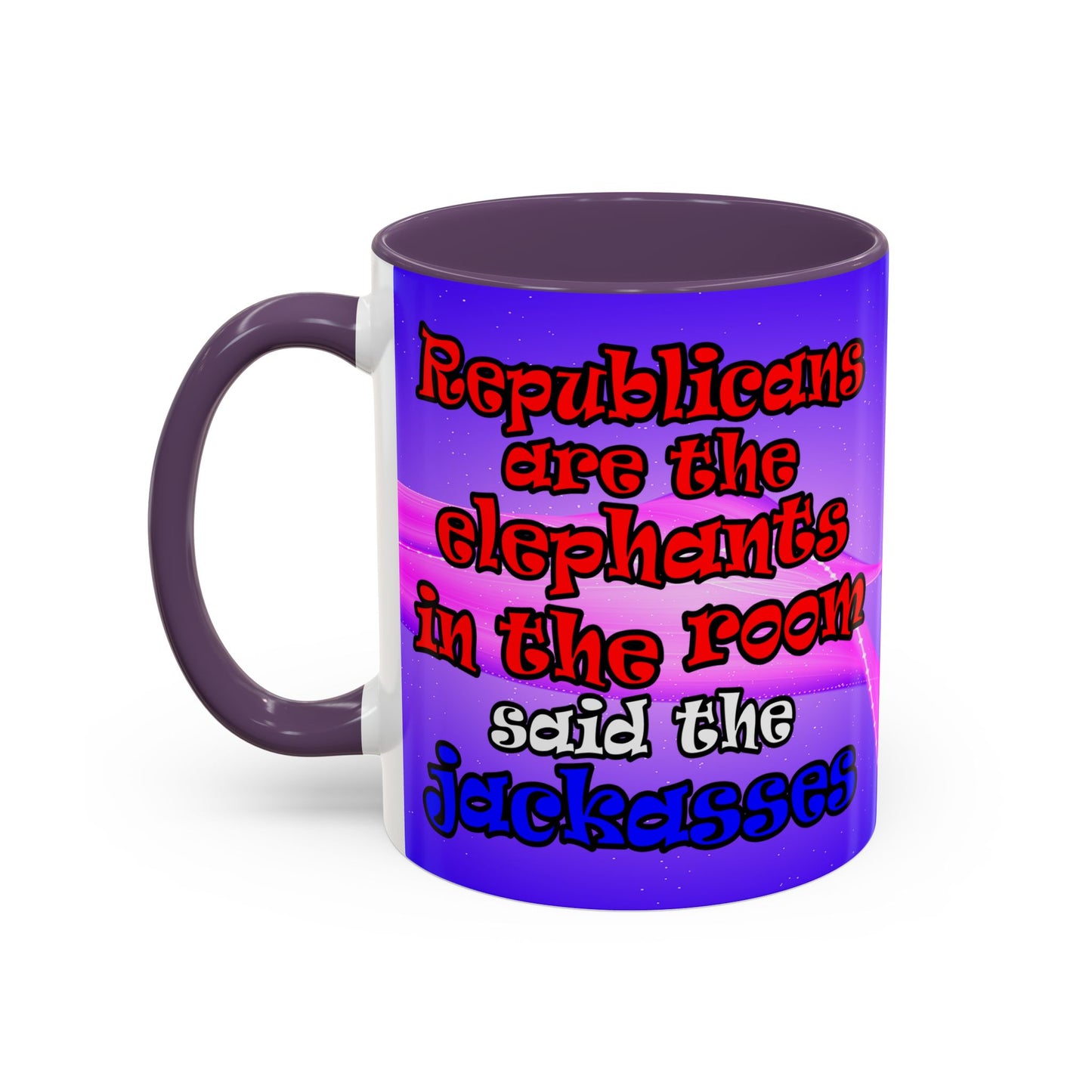 donkeys and elephants - Accent Mug (purple-pink wave)