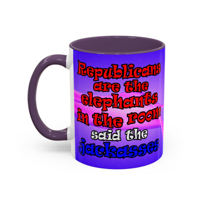 donkeys and elephants - Accent Mug (purple-pink wave)