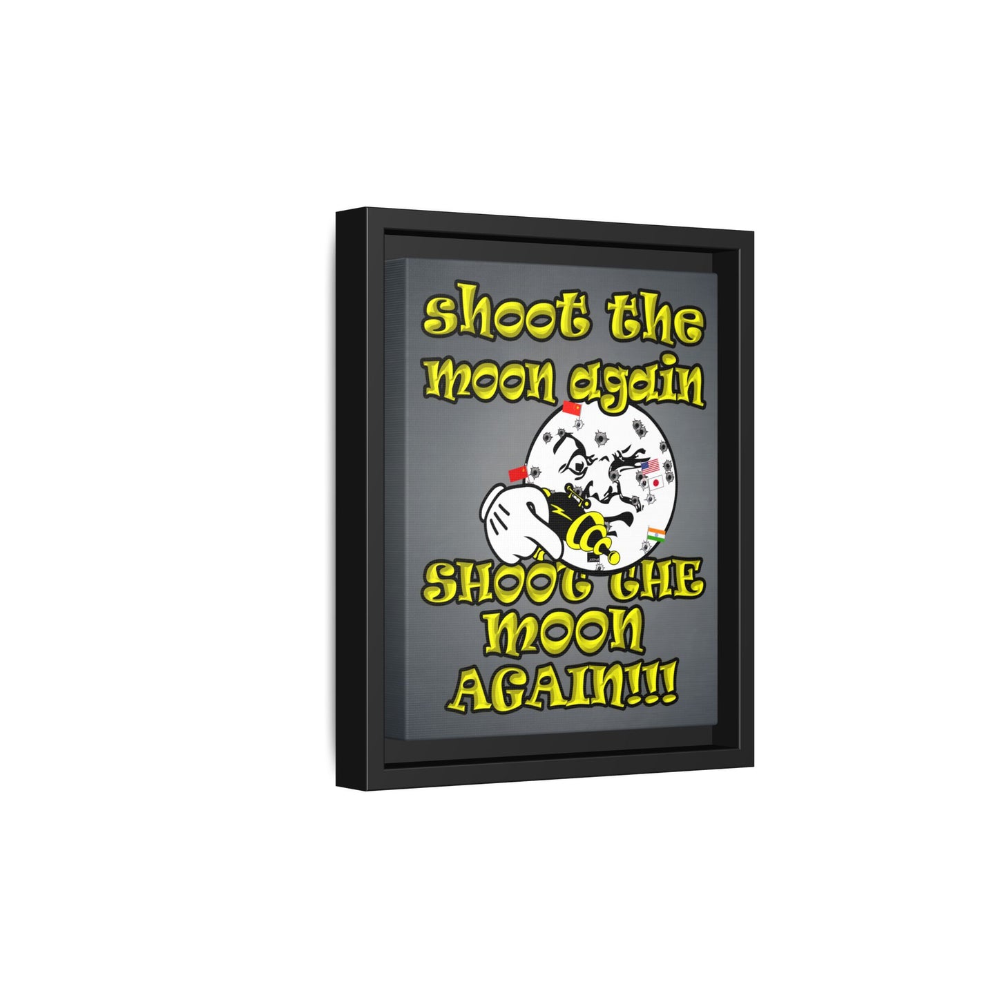 shoot the moon again - framed canvas art (grey-light grey)