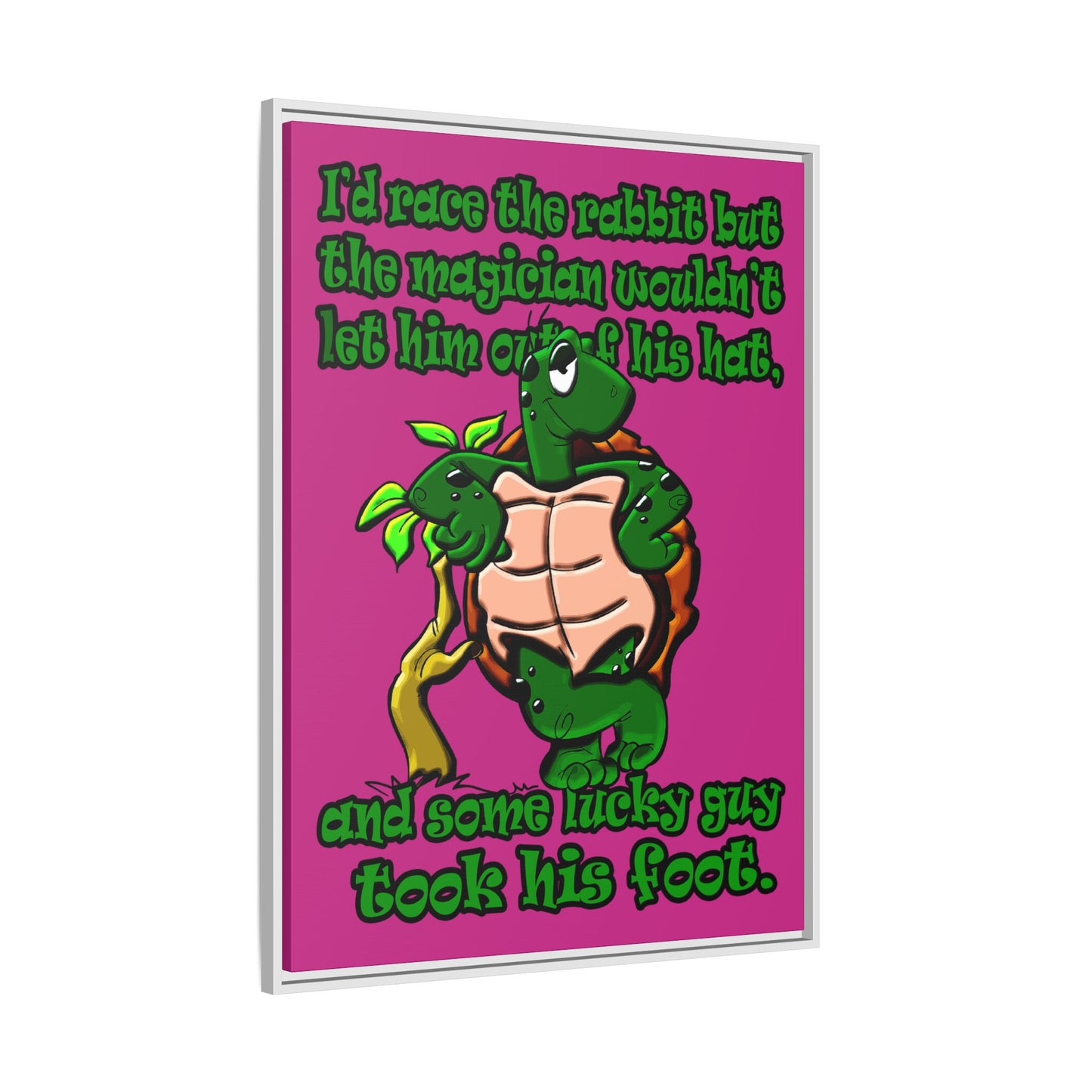 turtle race - framed canvas art (pink)