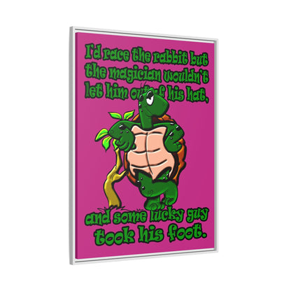 turtle race - framed canvas art (pink)