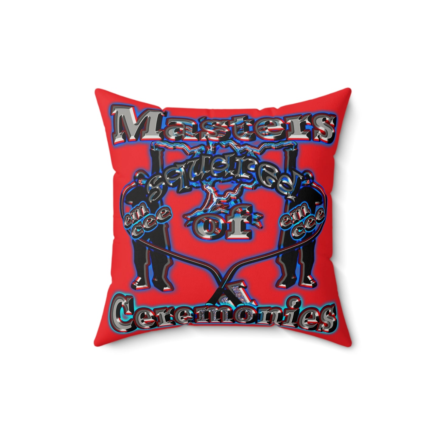em cee squared - Faux Suede Square Pillow - (red)
