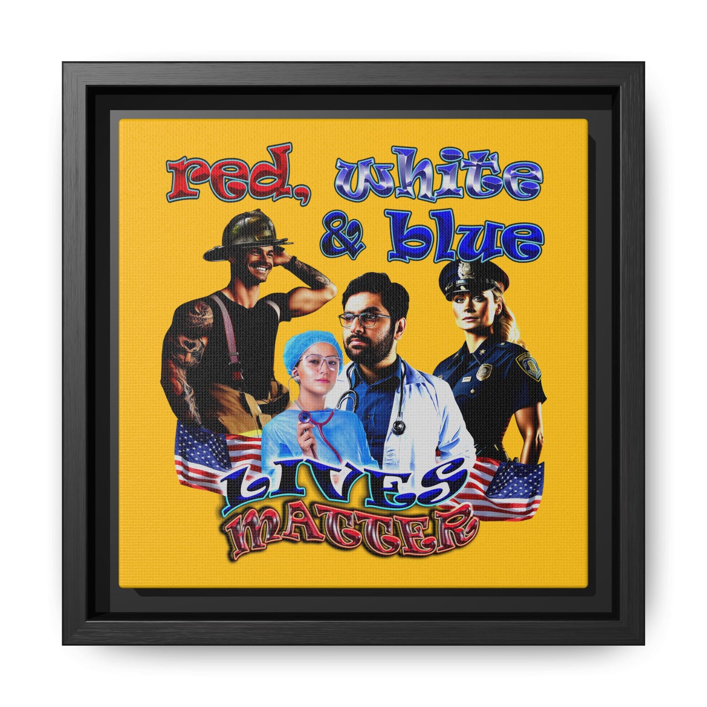 rw&b lives matter - framed canvas art (yellow)