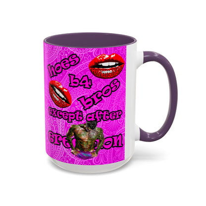 hoes b4 bros - Accent Mug (pink swirl)