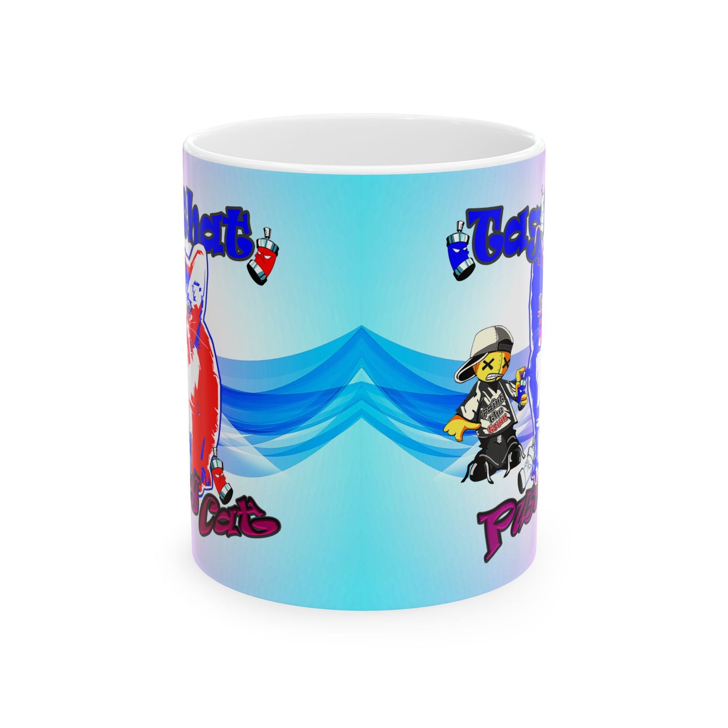 tag that - White Mug (light blue-pink wave)