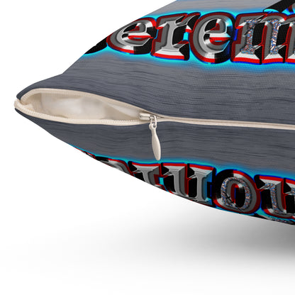 em cee squared - Spun Polyester Square Pillow - (brushed nickel)
