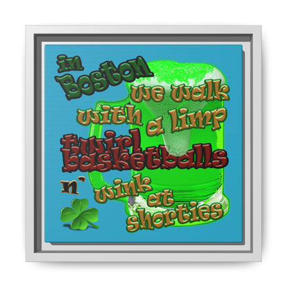 celtics logo - framed canvas art (turquoise)