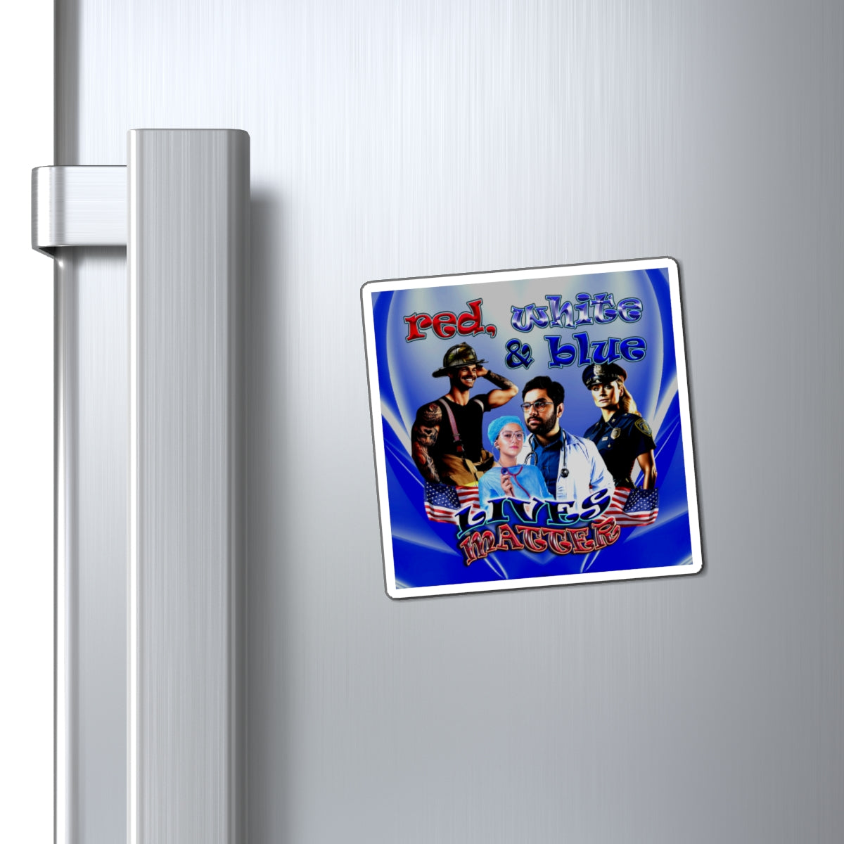 rw&b lives matter - Magnets - (blue-white wave)