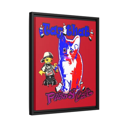 tag that - framed canvas art (dark red)