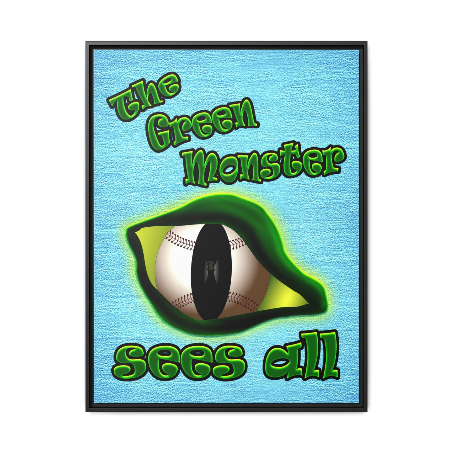green monster - framed canvas art (faded blue)