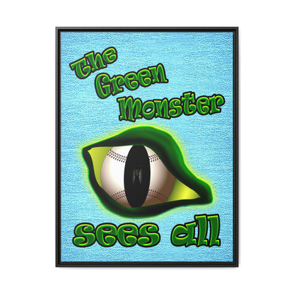 green monster - framed canvas art (faded blue)