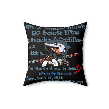 shark week - Spun Polyester Square Pillow - (black)