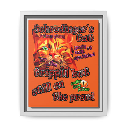 schrodinger's cat - framed canvas art (orange)
