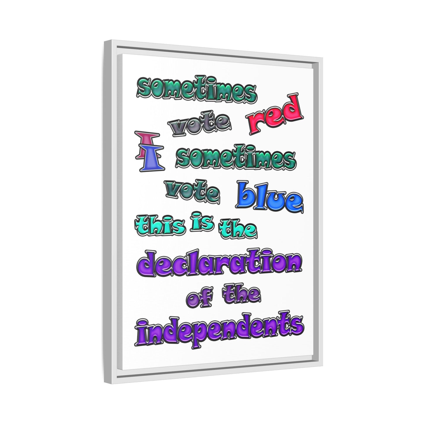 declaration of the independents - framed canvas art (white)