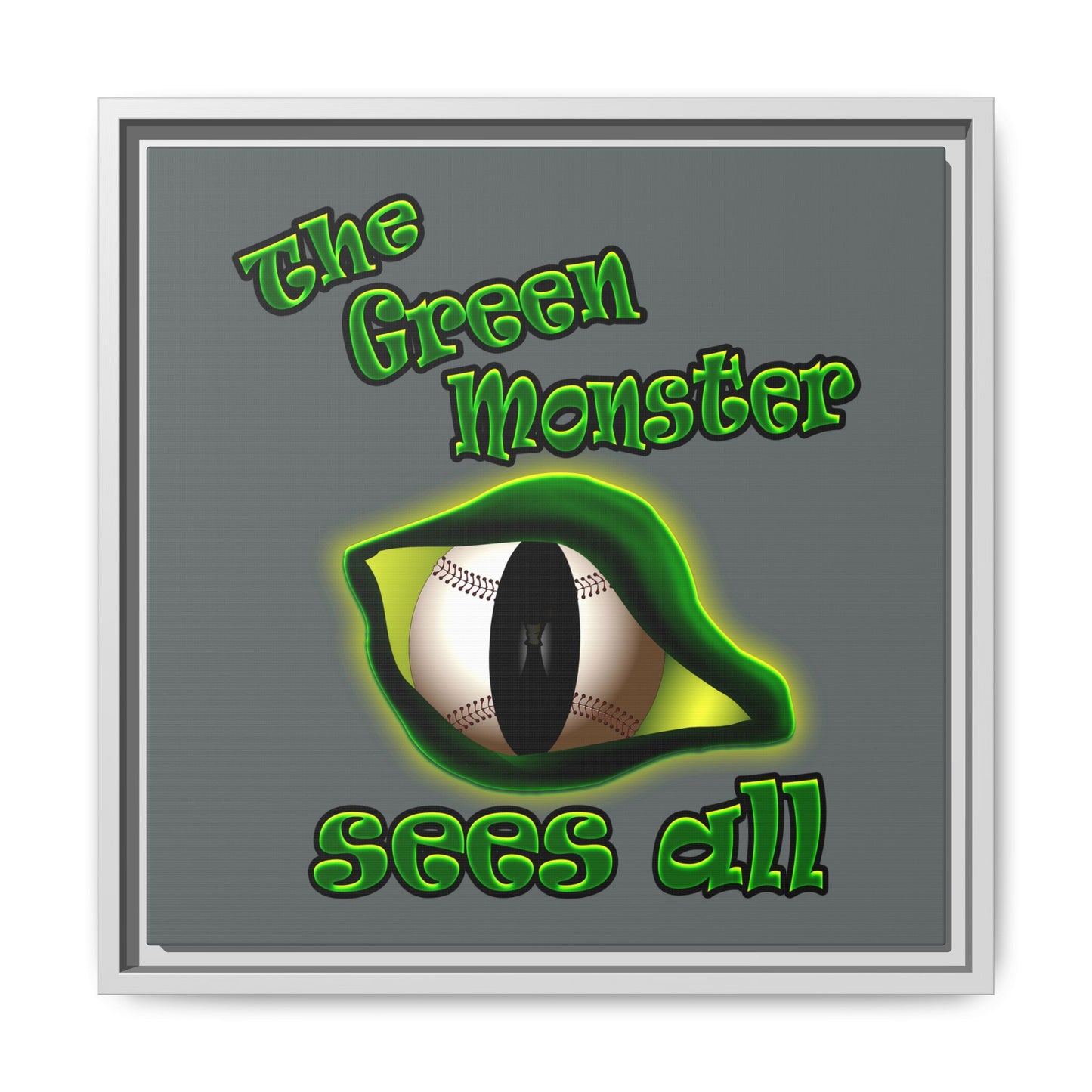 green monster - framed canvas art (dark grey)
