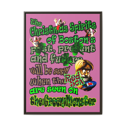 christmas spirits of boston - framed canvas art (light pink)