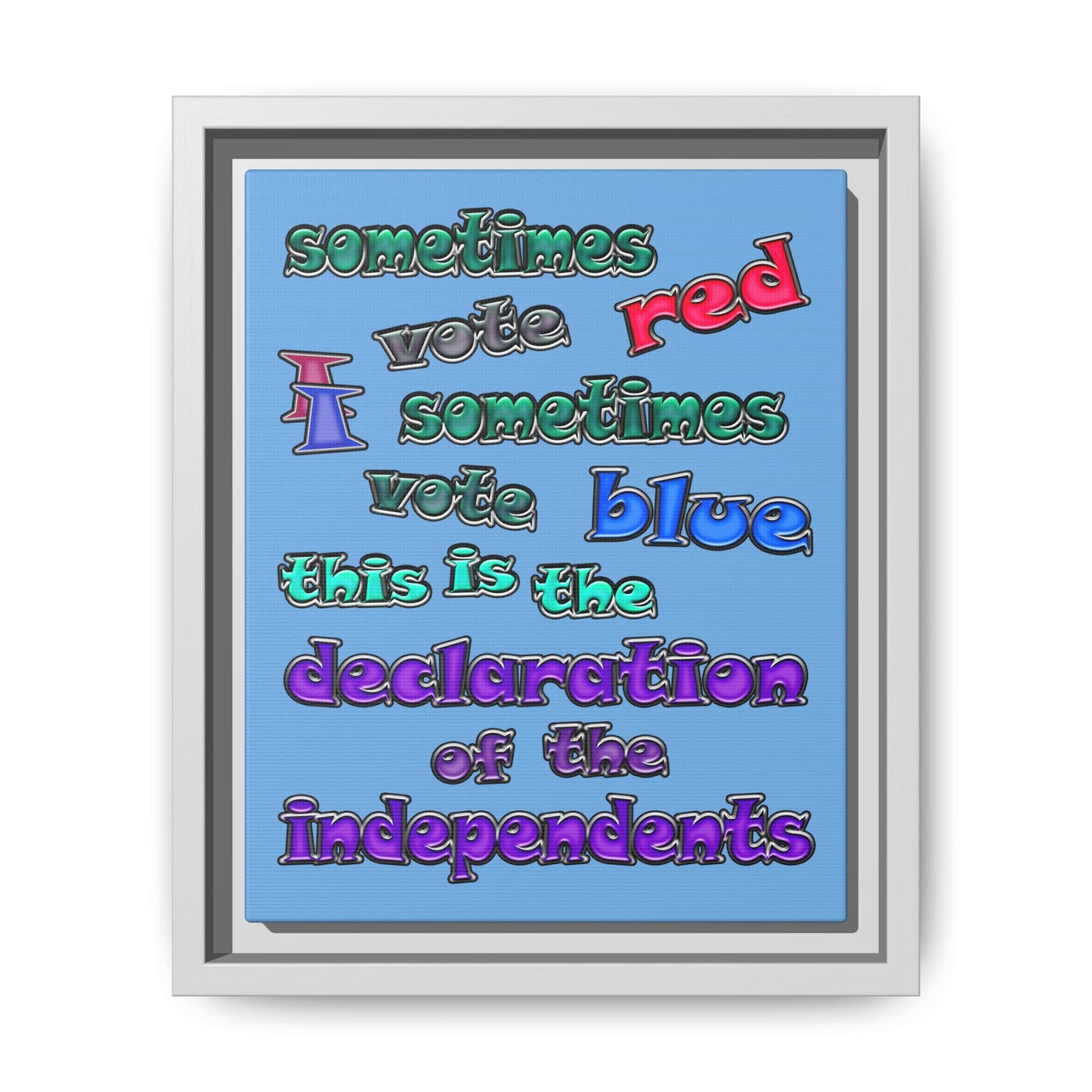 declaration of the independents - framed canvas art (light blue)