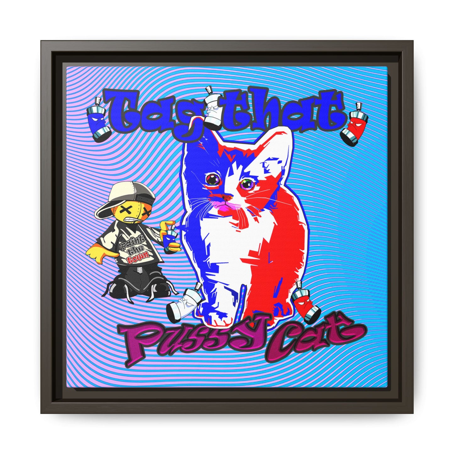 tag that - framed canvas art (light blue-purple wave)