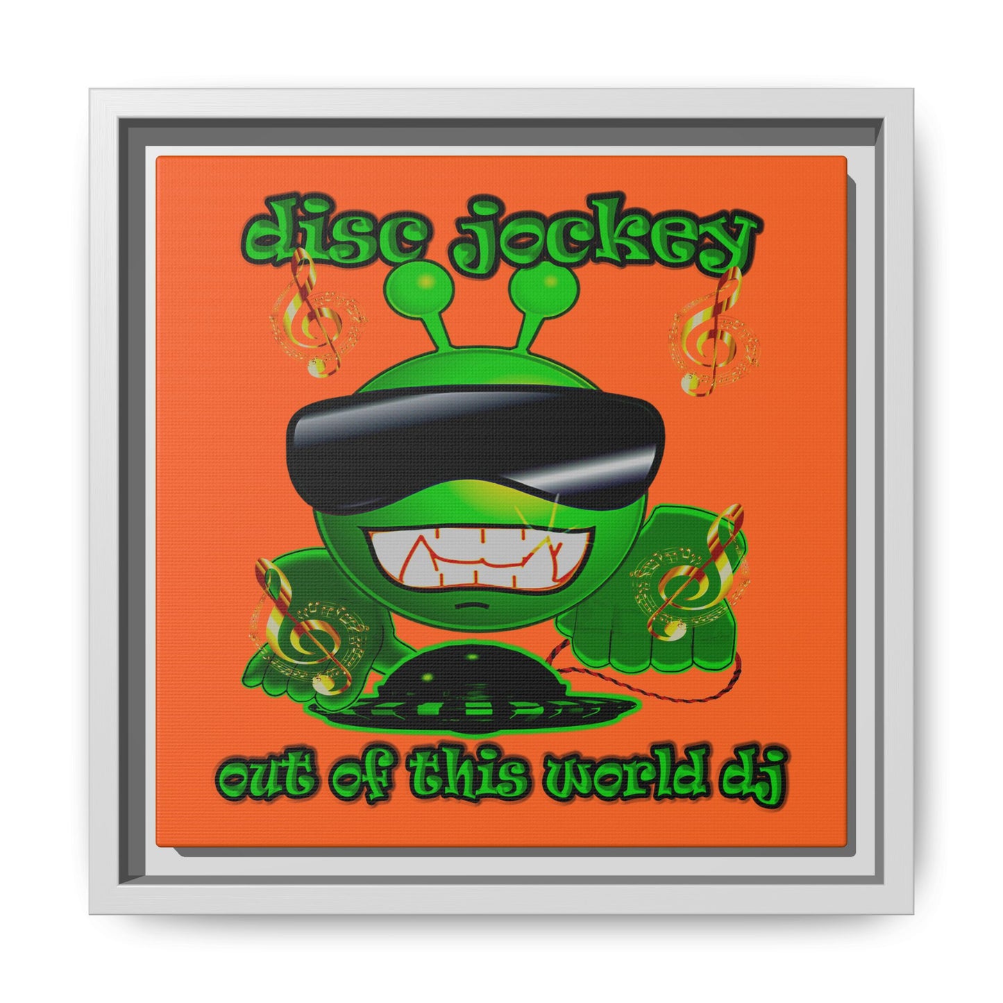 disc jockey - framed canvas art (orange)