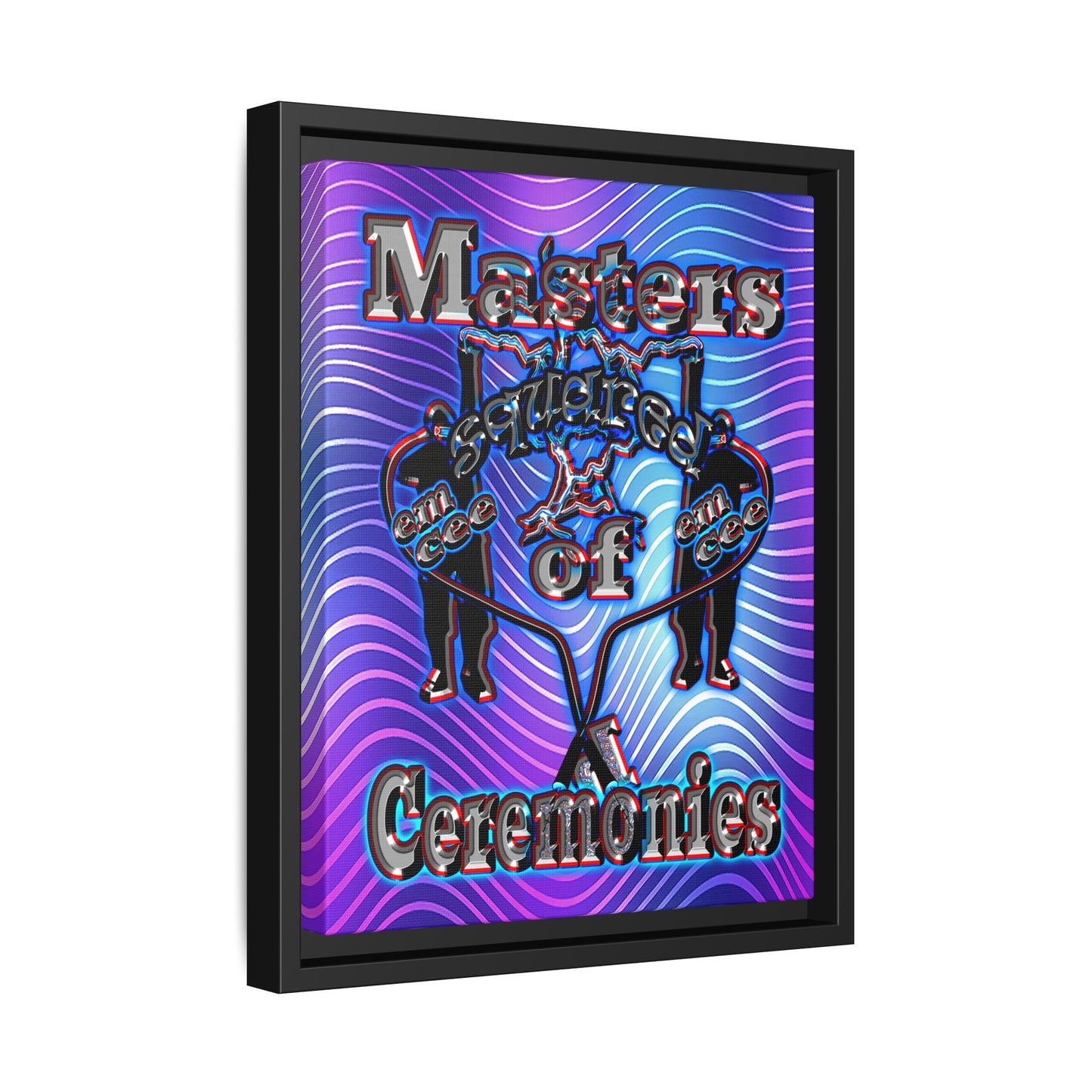 em cee squared - framed canvas art (purple wave)