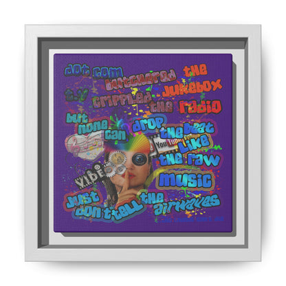 drop the beat - framed canvas art (purple)