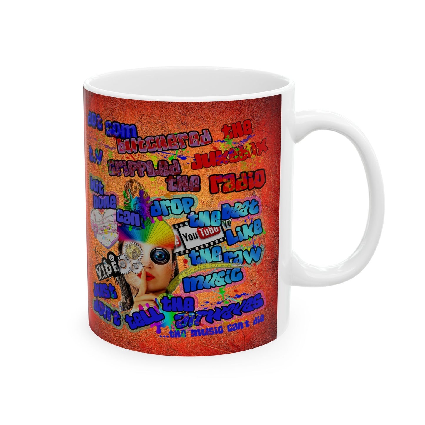 drop the beat - White Mug (burnt orange)