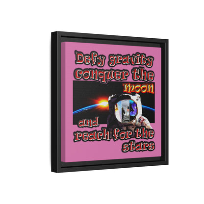 defy conquer reach - framed canvas art (light pink)