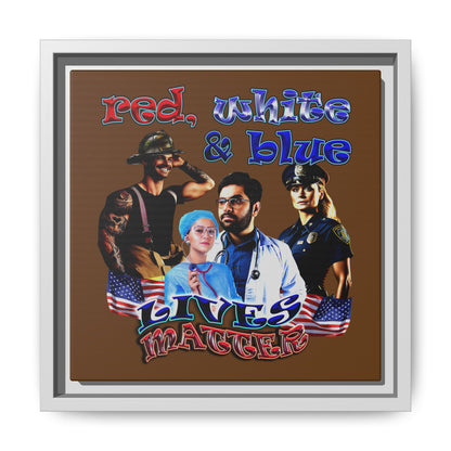 rw&b lives matter - framed canvas art (brown)