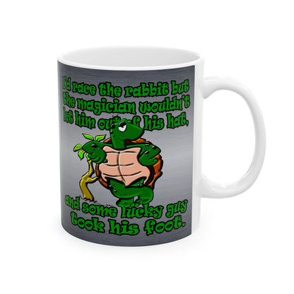 turtle race - White Mug (brushed nickel)