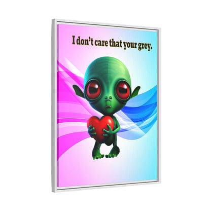 I don't care that your grey - framed canvas art (light blue-pink wave)