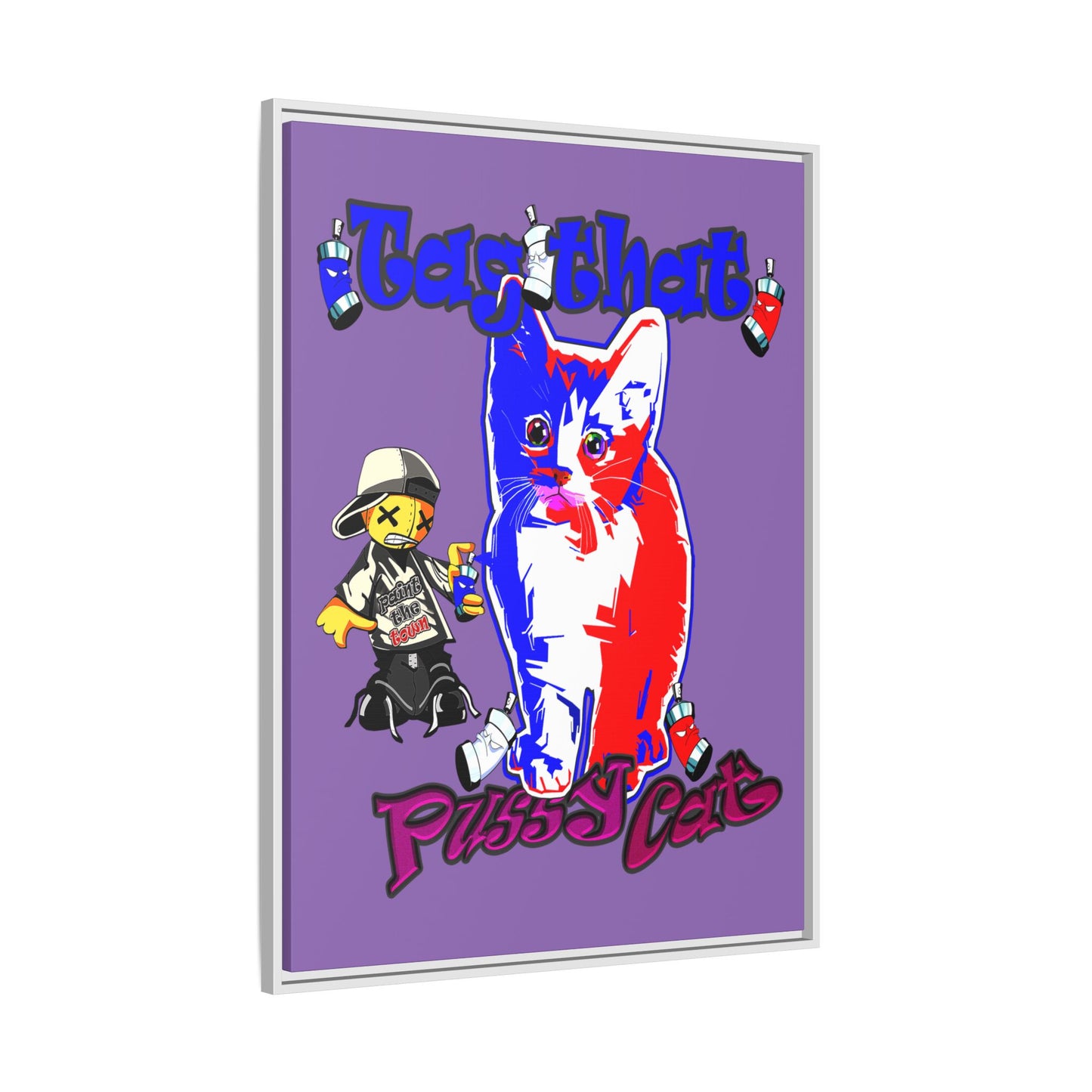 tag that - framed canvas art (light purple)