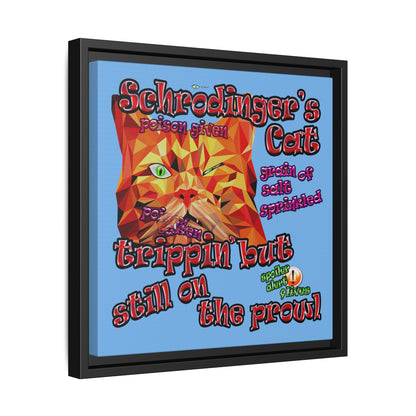 schrodinger's cat - framed canvas art (light blue)