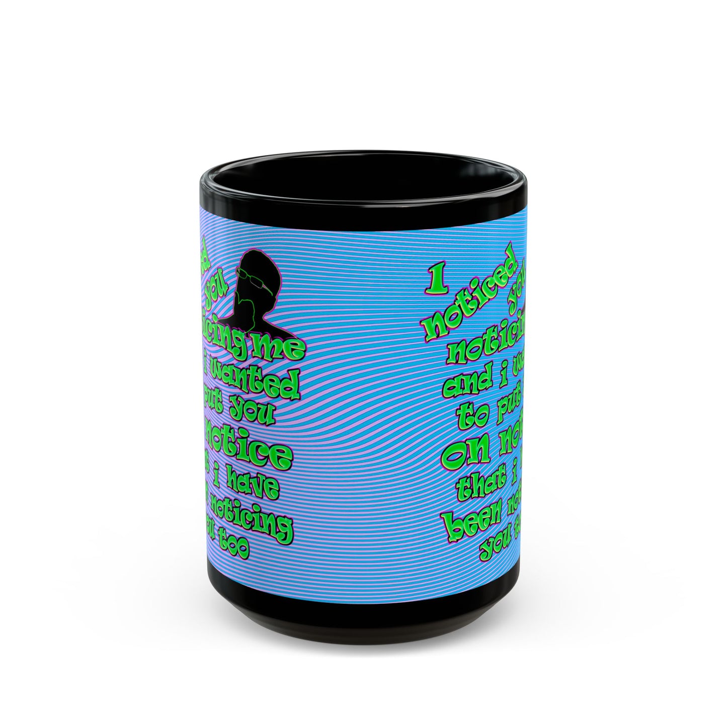 noticed you noticing - Black Mug (light blue-purple wave)