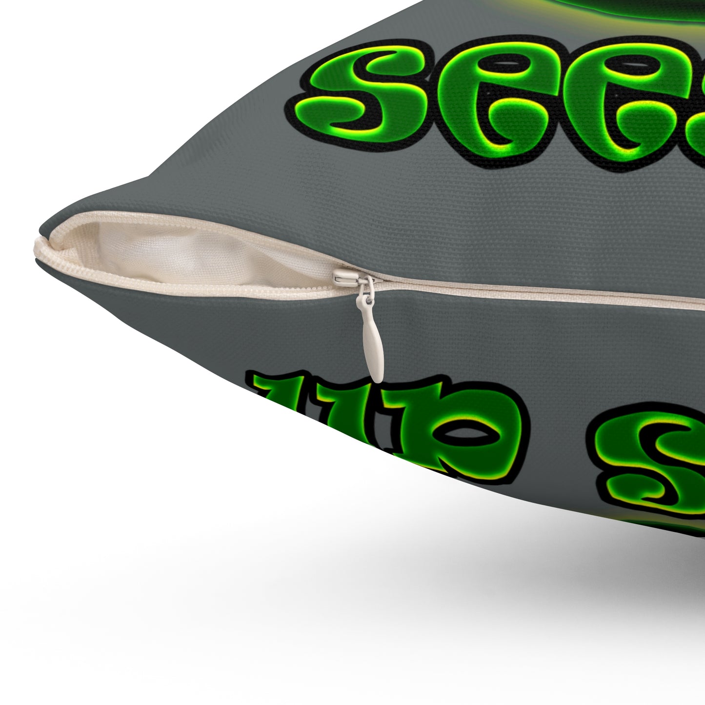 green monster - Spun Polyester Square Pillow - (dark grey)