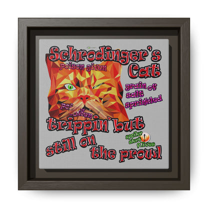 schrodinger's cat - framed canvas art (light grey)